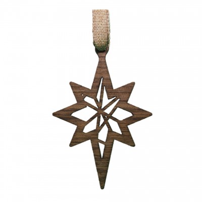 Bethlehem Star Stick Style Ornament - Black Walnut Wood - 68x99x6mm - Made in Québec